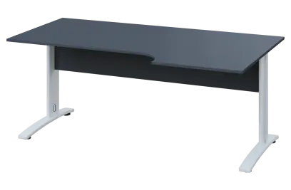 CRK 28 - 186 stůl kancelářský, rohový, pravý, kovová podnož bílá, deska 25 mm, široký 1800 mm, antracit